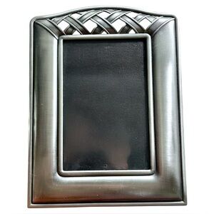 Fetco Brushed Pewter Picture Frame Woven Look VTG 2006 For 4x6” Photo